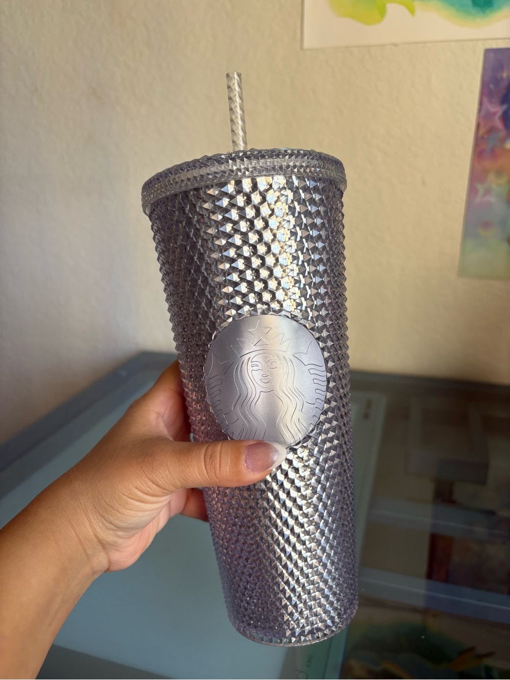 Starbucks Silver Studded Cold Cup Tumbler with Straw